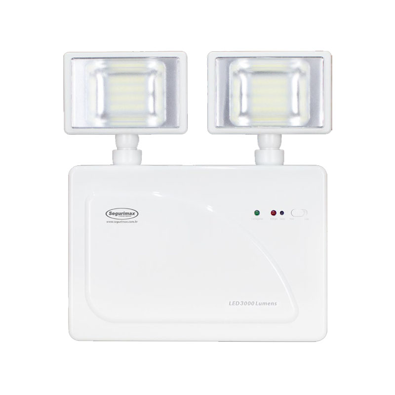 Iluminação de Emergência LED Autônoma 3000 Lúmens 2 Faróis