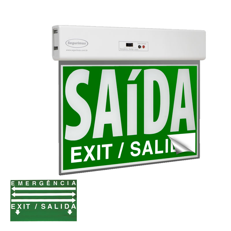 Placa de Saída de Emergência Autônoma 24x18 Verde