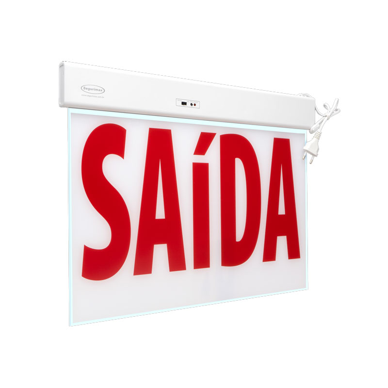 Placa de Saída de Emergência Autônoma 50x32 Vermelha